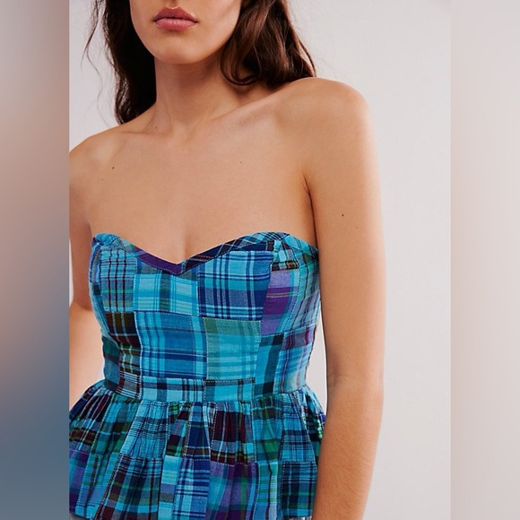 NWT Free People Plaid Madeira Corset Bandeau - Picture 1 of 8